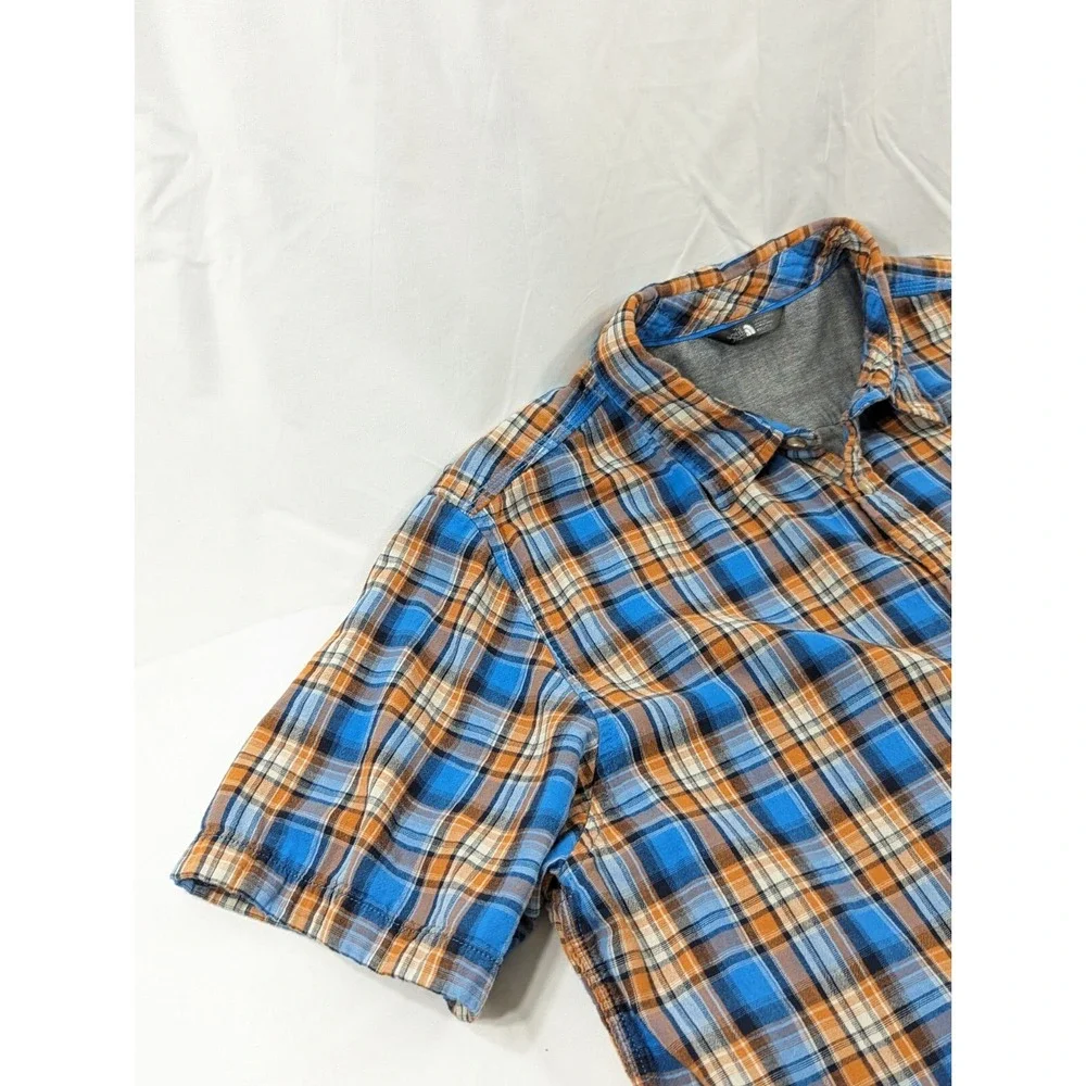 The North Face Cotton Short‎ Sleeve Plaid Hiking Outdoor Button Shirt Size 2XL